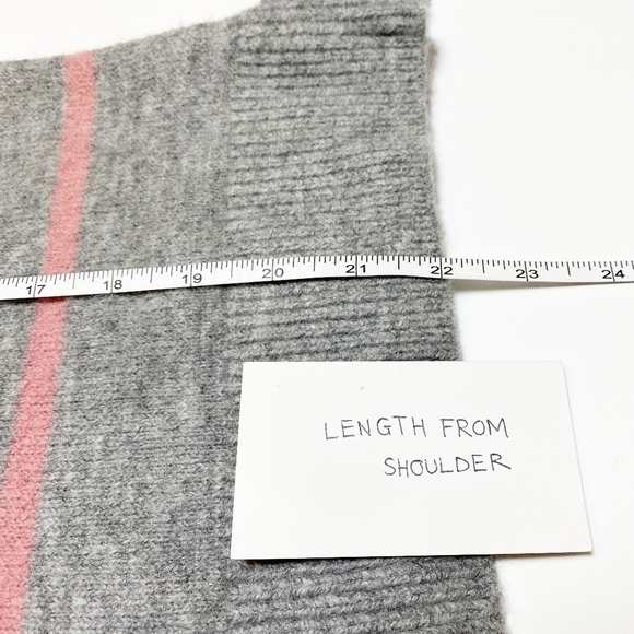 WAYF Tie Waist Sweater new NWOT pink gray stripe small crew high neck wool bow - Picture 6 of 8